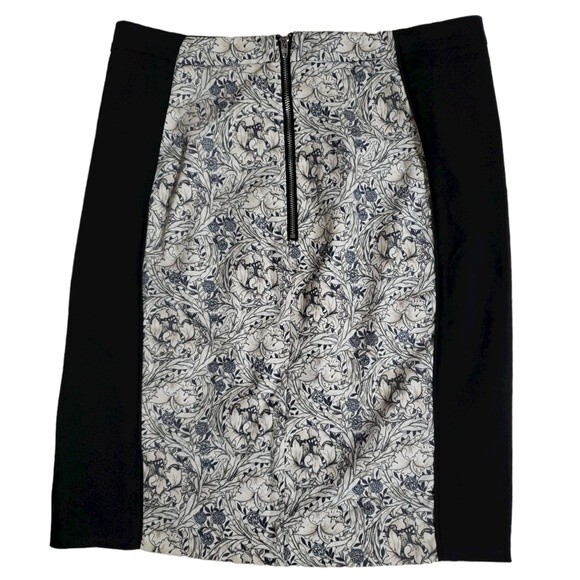 H&M Black and Cream Sofisticated Floral Pencil Skirt - Size 10 - Picture 2 of 11